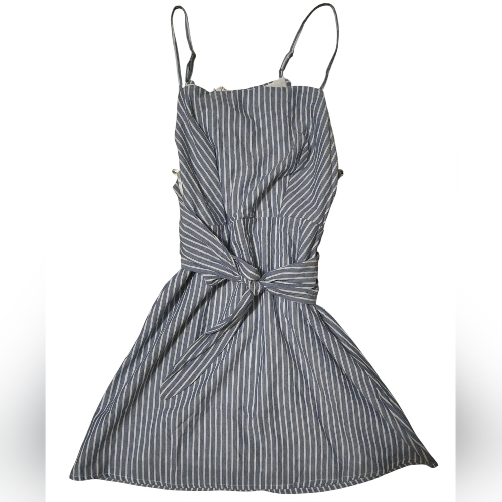 Bright - Blue & White Striped Bow Front Mini Dress – Size M